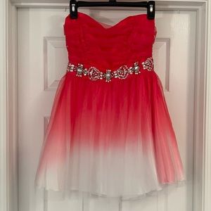Homecoming Dress Ombre Pink to White, Short, Strapless
